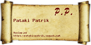 Pataki Patrik névjegykártya